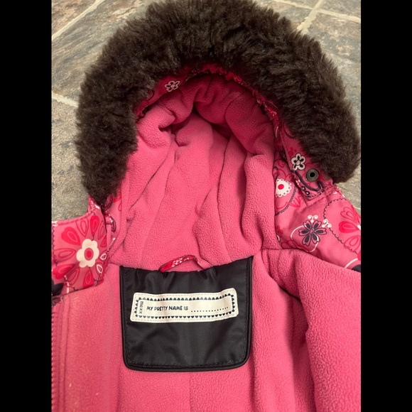 ☃️💖 MEXX Pink Paisley Snow suit Baby 9-12 months VGUC - Picture 5 of 11
